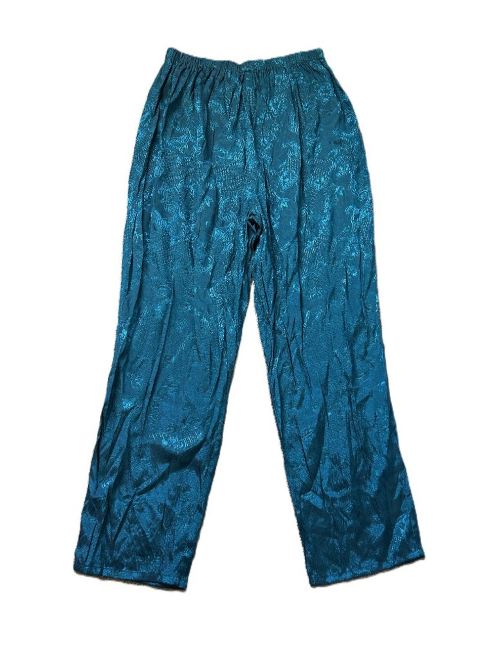 Victoria's Secret Vintage Jacquard Satin Lounge Pants L Paisley Teal